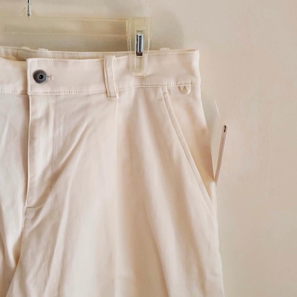 NWT Anthropologie Maeve Pleated Barrel Leg Chino Pants White Size 12 - Picture 7 of 12